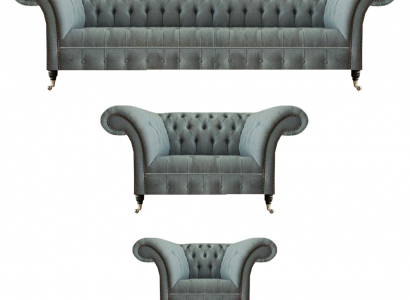 Sofagarnitur 3tlg Grau Sofas Luxus Sessel Wohnzimmer Einrichtung Chesterfield